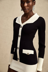 Victoria Mini Dress Victoria Color Blocked Black & White Ribbed