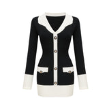 Victoria Mini Dress Victoria Color Blocked Black & White Ribbed