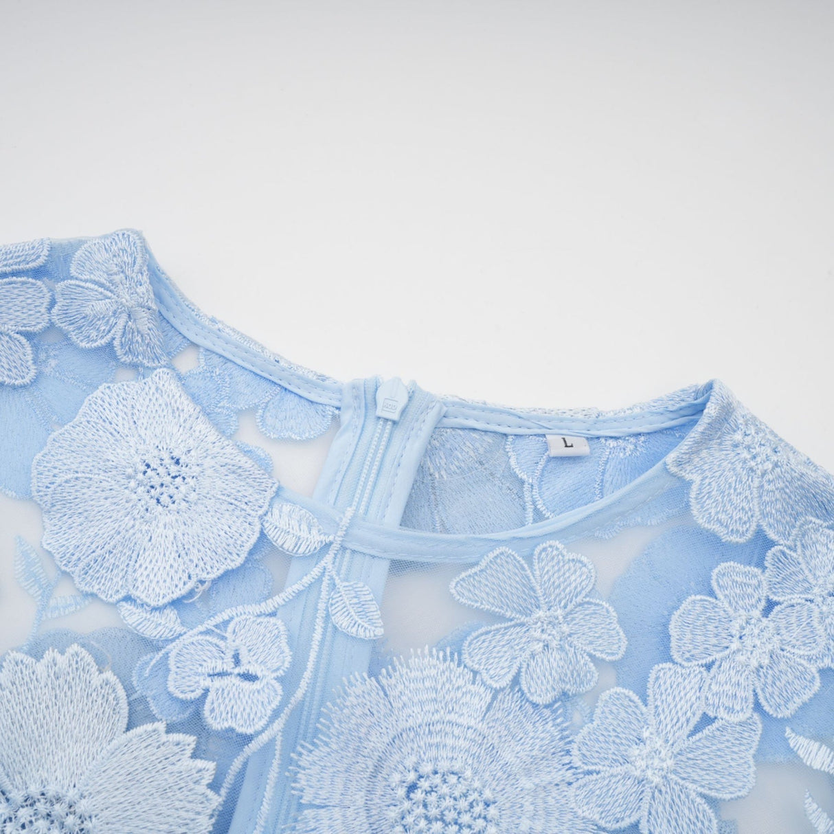 Vincenzina Floral Midi Dress in Blue with Cinched Waist & Flared Hem