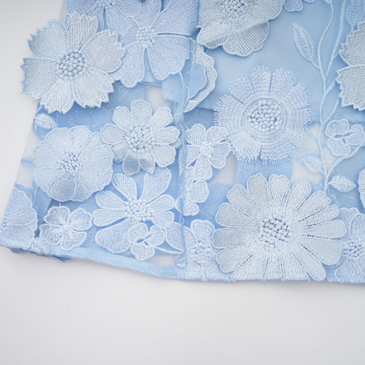 Vincenzina Floral Midi Dress in Blue with Cinched Waist & Flared Hem