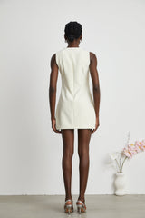 Violet Mini Dress White Crystal Embellished Sleeveless & Rear