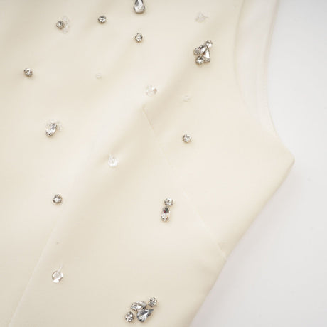Violet Mini Dress White Crystal Embellished Sleeveless & Rear
