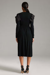 Violetta Black Elegant Versatile Dress with Flattering Silhouette and Graceful Neckline