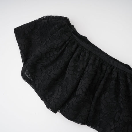 Virginia Gown Black Chantilly Lace Bow Trim & Slip Dress