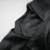 Virginie Black Cropped Faux Leather Jacket With Puff Hem