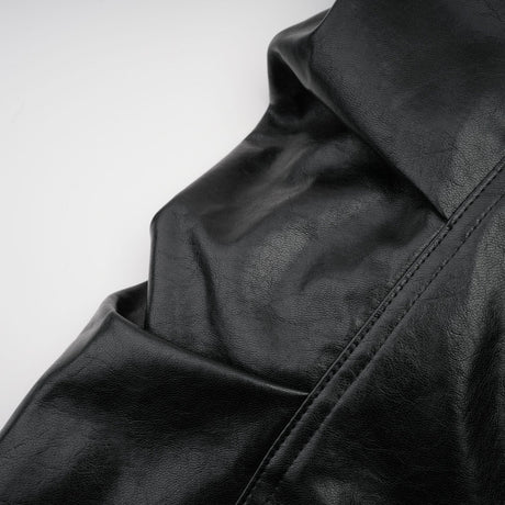 Virginie Black Cropped Faux Leather Jacket With Puff Hem