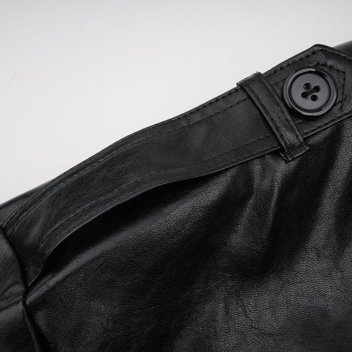 Virginie Black Cropped Faux Leather Jacket With Puff Hem