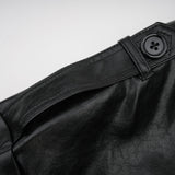 Virginie Black Cropped Faux Leather Jacket With Puff Hem