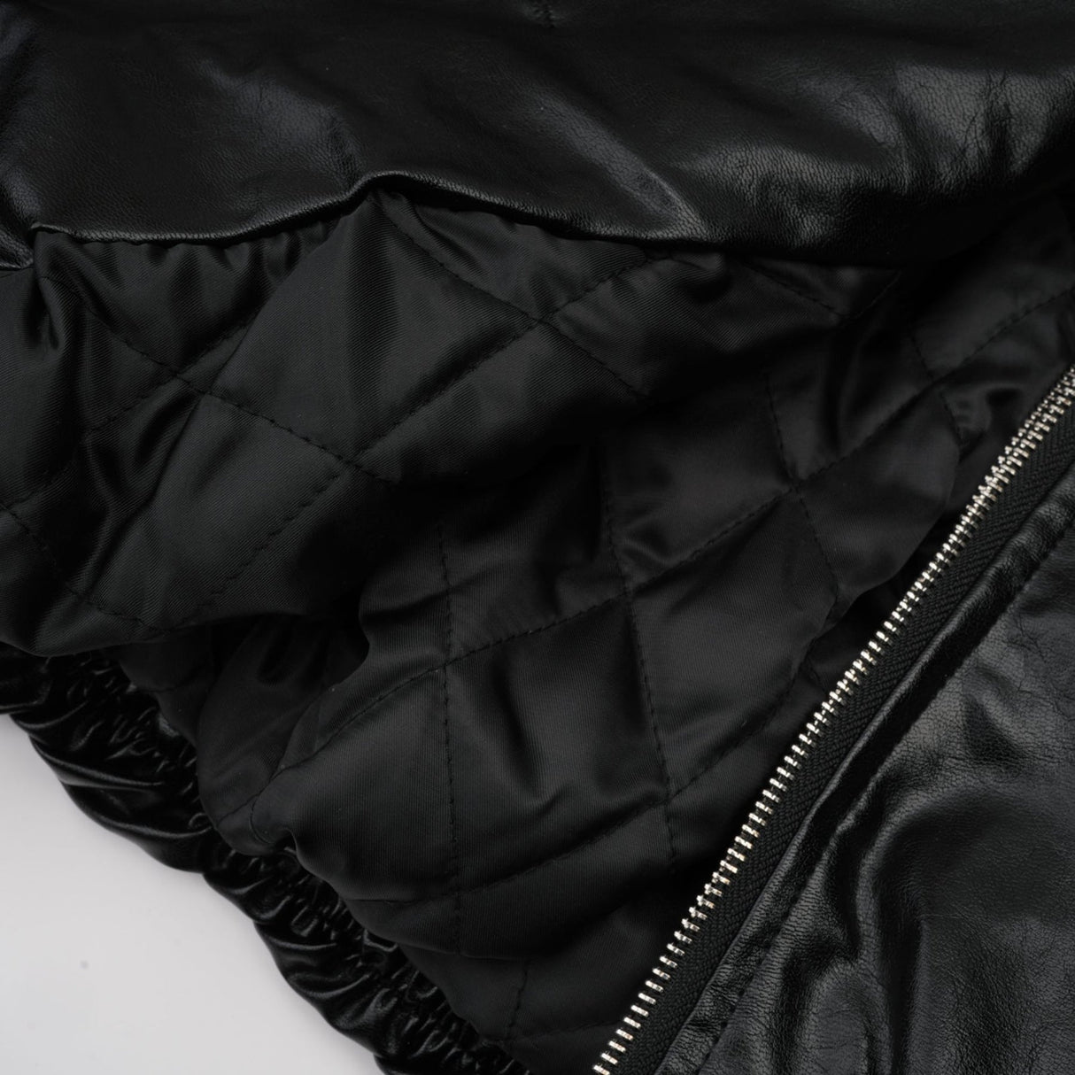 Virginie Black Cropped Faux Leather Jacket With Puff Hem
