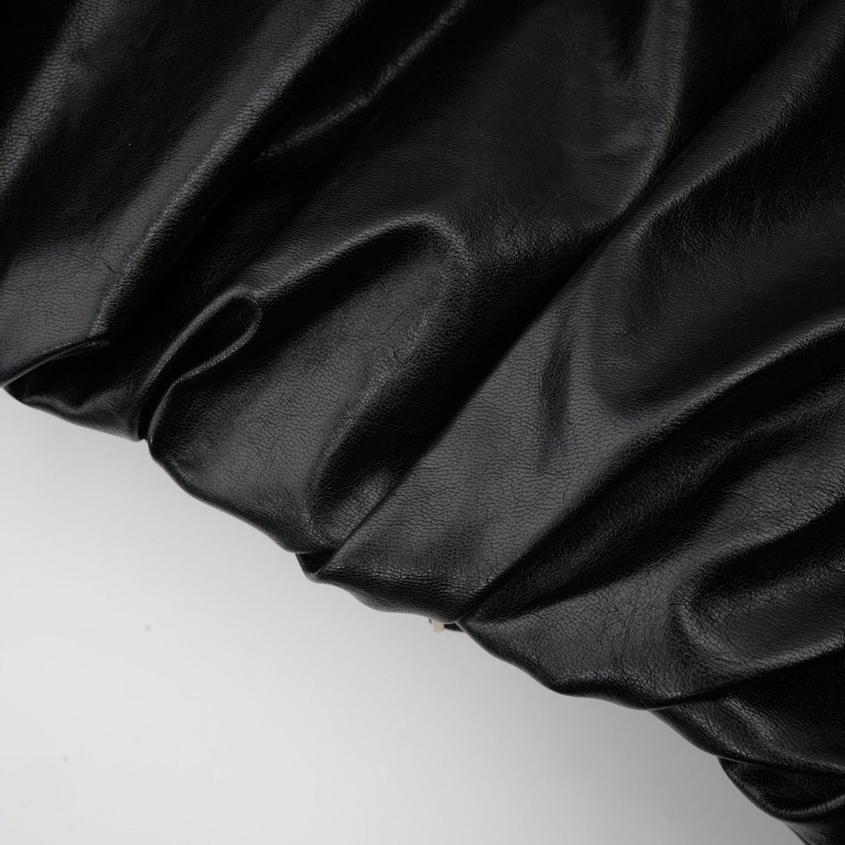Virginie Black Cropped Faux Leather Jacket With Puff Hem