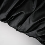 Virginie Black Cropped Faux Leather Jacket With Puff Hem