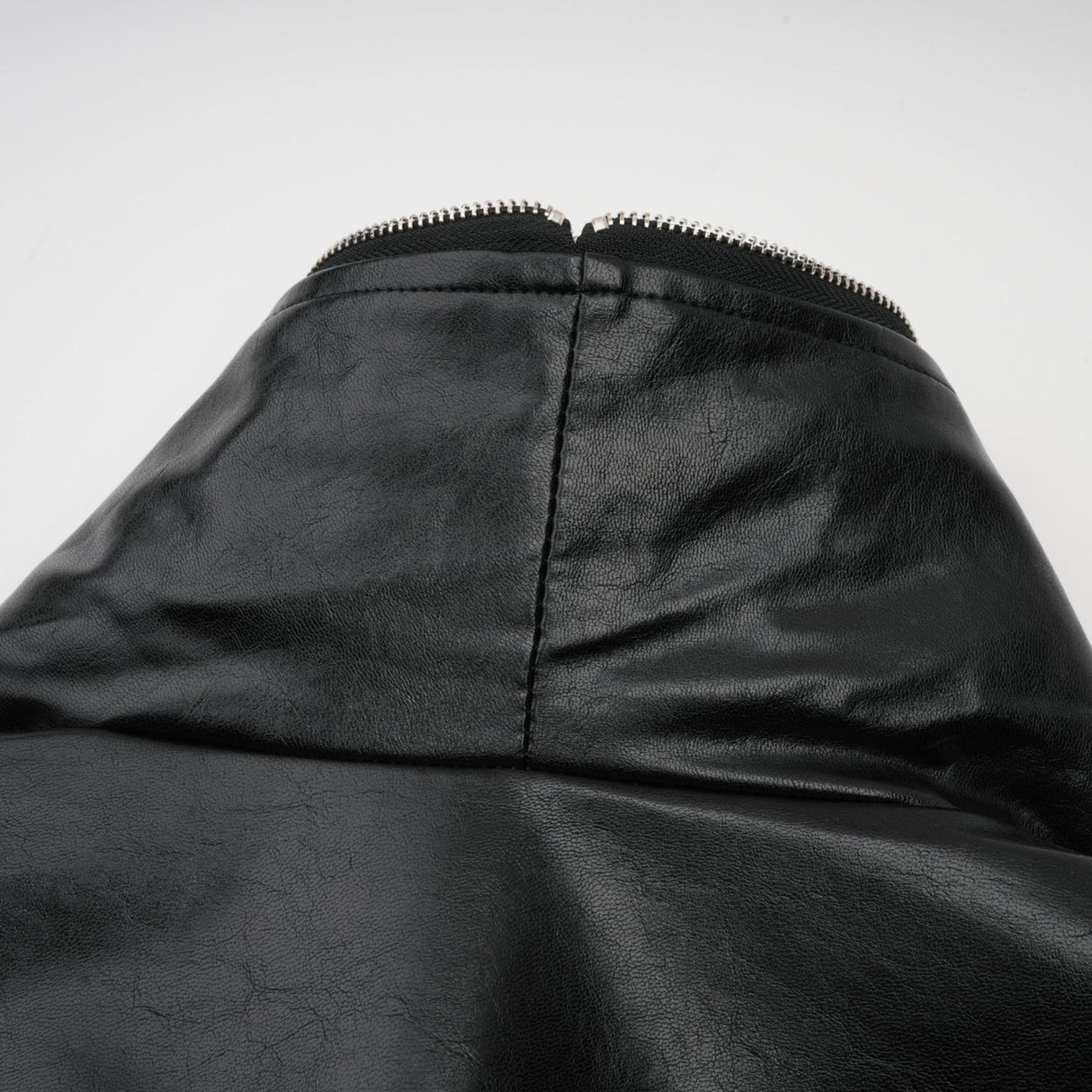 Virginie Black Cropped Faux Leather Jacket With Puff Hem