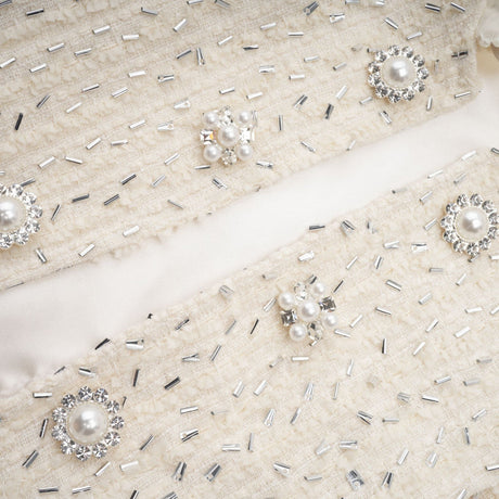 Vittoria Jacket Vittoria Beaded Ruffle Cropped White Jacket