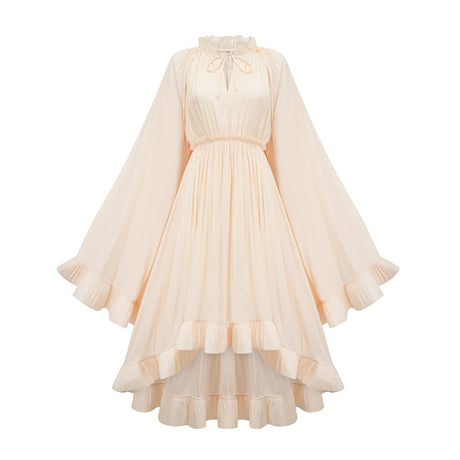 Vivian Midi Dress with V - Neck and Ruffled Detailing
