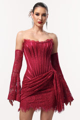 Vivian Red Lace Corset Mini Dress