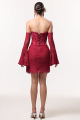 Vivian Red Lace Corset Mini Dress
