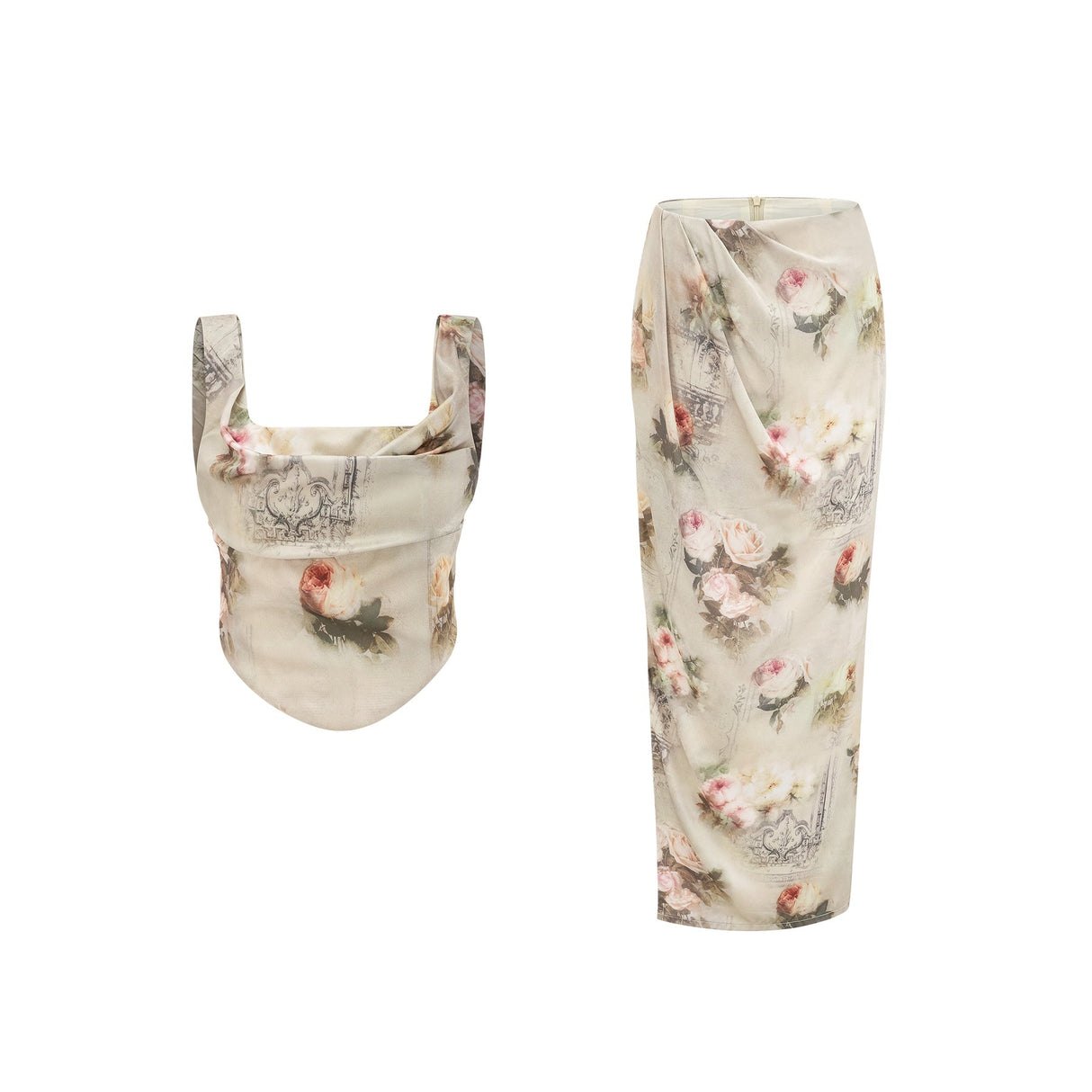 Viviane floralprint top  skirt matching set