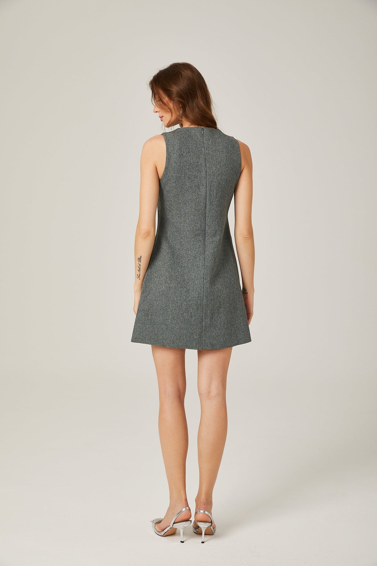 Viviane grey floral sleeveless mini dress