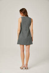 Viviane grey floral sleeveless mini dress
