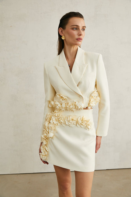 Vivien floralappliqué jacket  skirt matching set