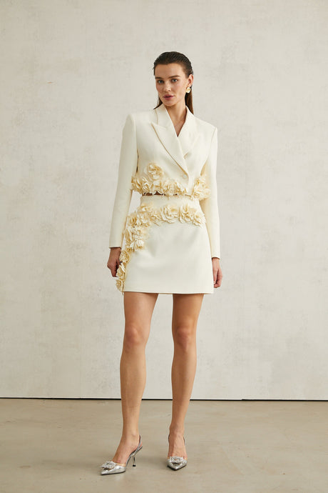 Vivien floralappliqué jacket  skirt matching set
