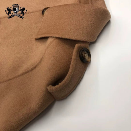 Vivienne Winter Cape in Cashmere Wool with Genuine Fox Fur Pockets
