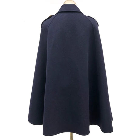 Vivienne Winter Cape in Cashmere Wool with Genuine Fox Fur Pockets