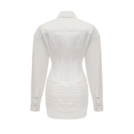 Weisses plissiertes Mini Hemdkleid mit taillierter Taille von Orlane