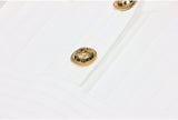 White Blazer Inspired Bandage Mini Dress with Gold Buttons and Deep V-Neckline