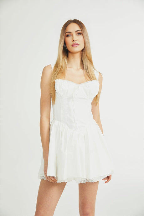 White corset mini dress Camille front view