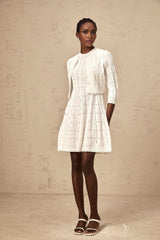 White knitted cardigan with ruffled details named Esmee