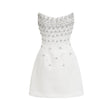 White ornate short dress Melisande model