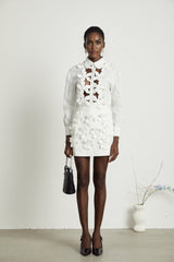 White shirt with floral pattern and cutout details named Rosalie