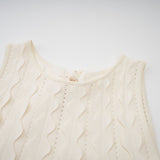 White sleeveless mini dress with wavy details named Axelle