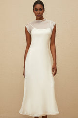 White Sleeveless Tulle Maxi Dress with Flared Hem