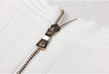 White Tailored Bandage Mini Dress with Blazer-Inspired Silhouette and Gold-Tone Buttons