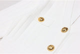 White Tailored Bandage Mini Dress with Blazer-Inspired Silhouette and Gold-Tone Buttons