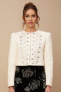 White tweed jacket with crystal embellishments called Nerina