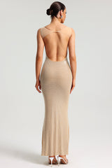 Willow Beige Backless Halter Neckline Dress