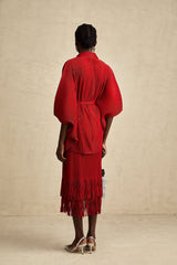 Willow Jacket & Skirt Red Pleated Matching Set