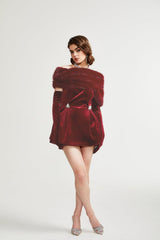 Wivika strapless velvet fauxfur mini dress