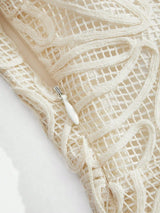Womens Elegant French Style Lace Long Sleeve Cinched Waist Vintage Dress Comes With Belt Suitable