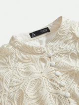 Womens Elegant French Style Lace Long Sleeve Cinched Waist Vintage Dress Comes With Belt Suitable
