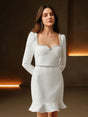 Womens Elegant Rhinestone Square Neck Heart Accent Mini Dress Chic For SpringSummer Valentines Day