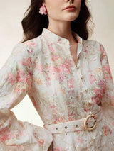 Womens Elegant Vacation Ant Lantern Sleeve Maxi Dress