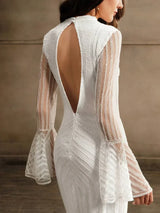 Womens New Arrival Long Sleeve Sequins Embellished Dress