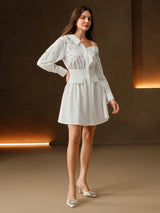 Womens Sleeveless Studded Shirt Dress Elegant One Shoulder Long Sleeve Lightweight Luxurious