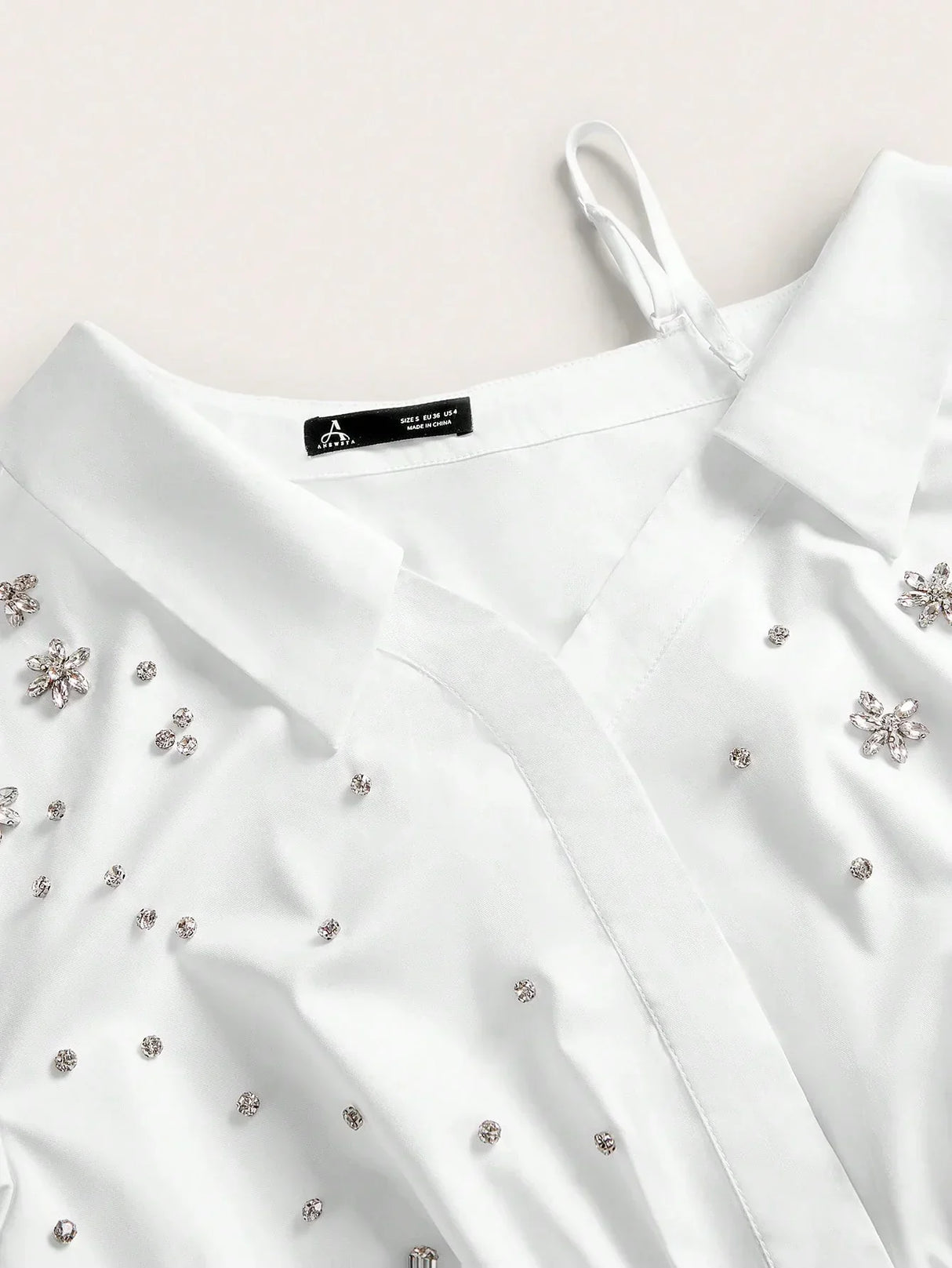 Womens Sleeveless Studded Shirt Dress Elegant One Shoulder Long Sleeve Lightweight Luxurious