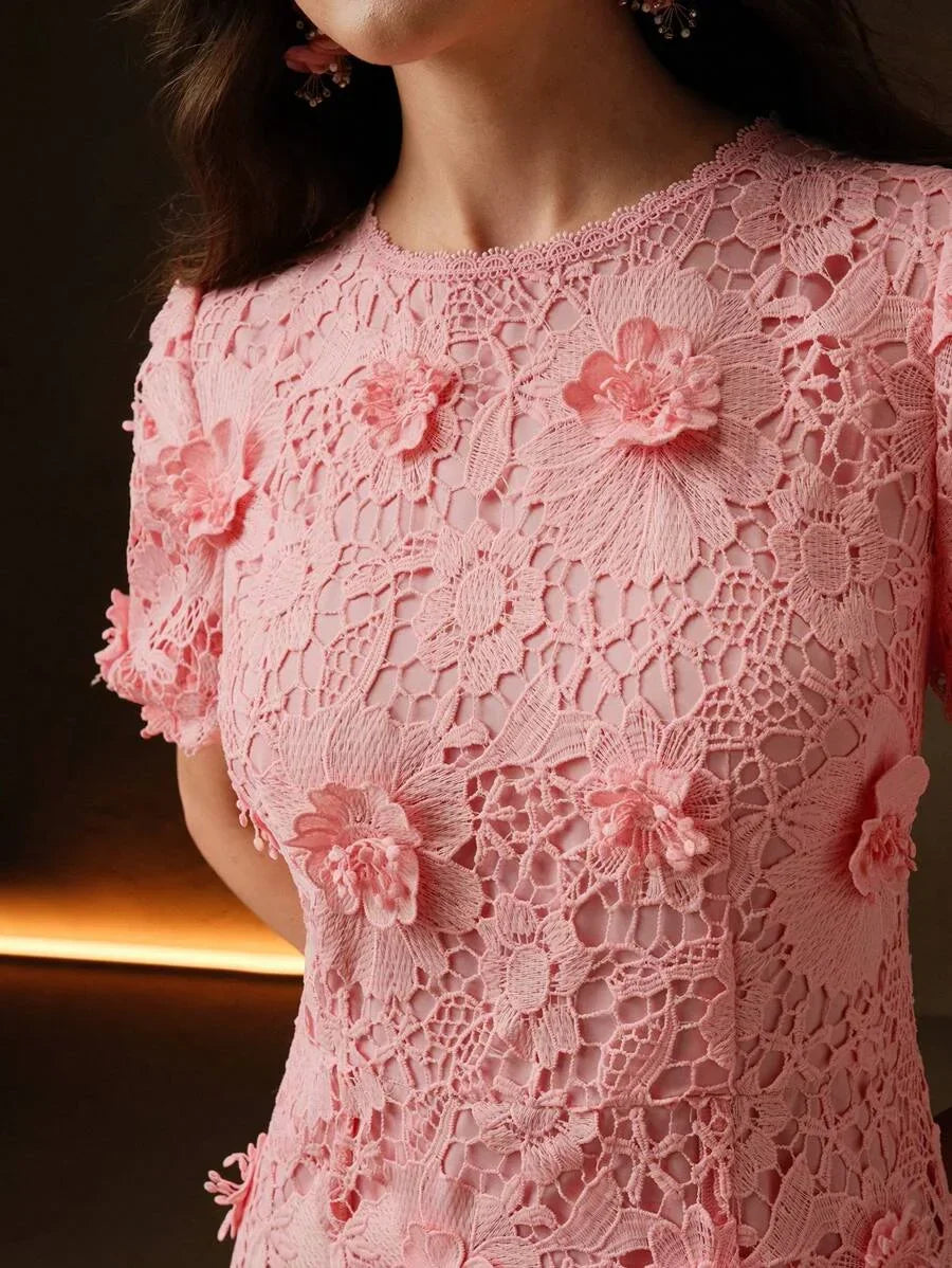 Womens Summer New Arrival Party amp Fashion 3D Floral Lace Dress
