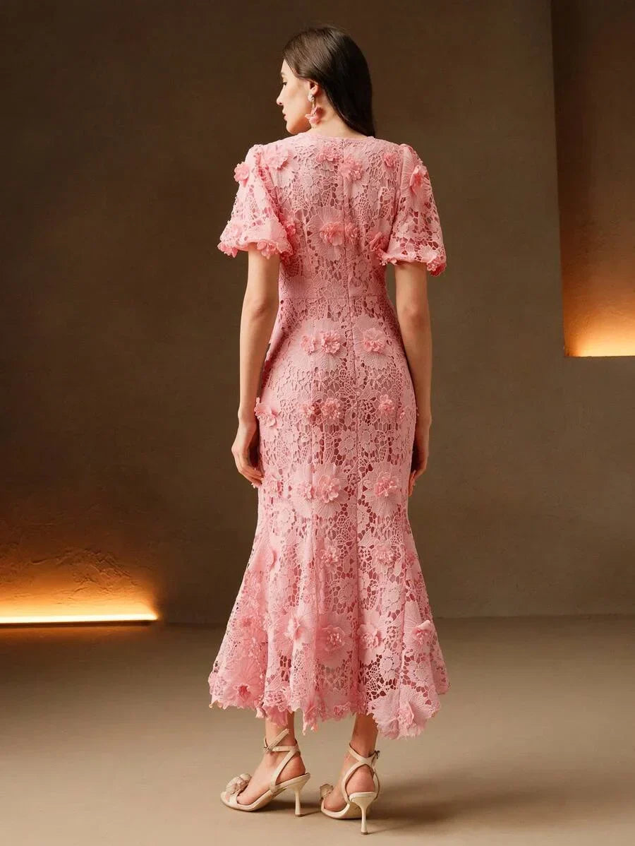 Womens Summer New Arrival Party amp Fashion 3D Floral Lace Dress